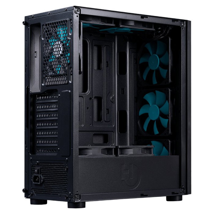 Hiditec V20 Pro Caja de PC Gaming Semitorre ARGB Negro con Cristal Templado, 8 Ventiladores, Compatible ATX
